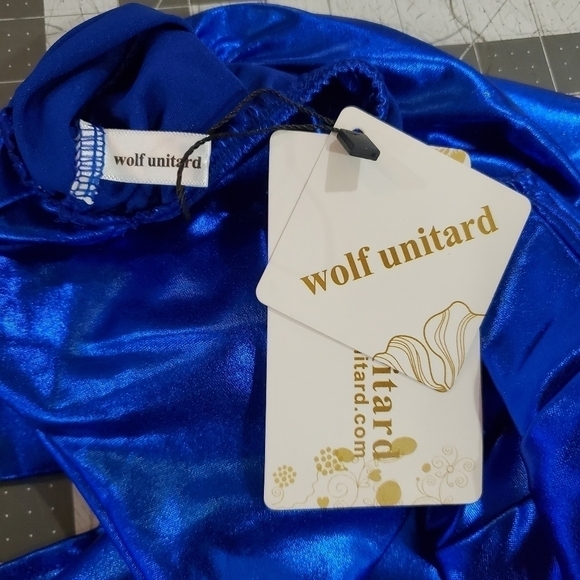 New Metallic Blue Bright Satin Stretch Fit Flare Dress Size Medium - Picture 9 of 10